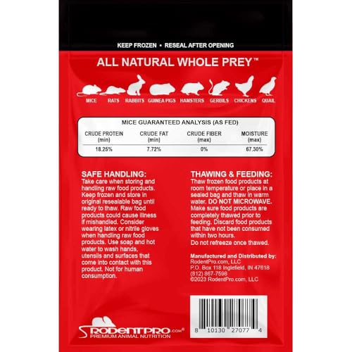 RodentPro Frozen Reptile Feeder White Peach Fuzzy Mice (100 Count)