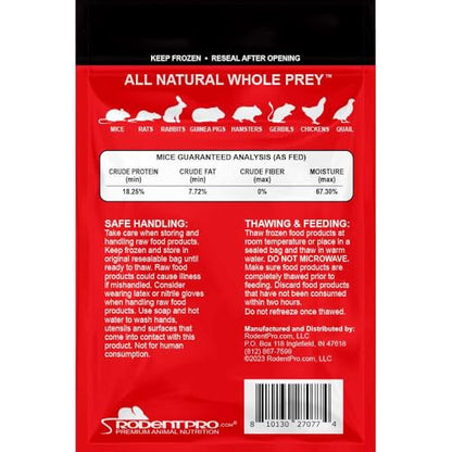 RodentPro Frozen Reptile Feeder White Peach Fuzzy Mice (100 Count)