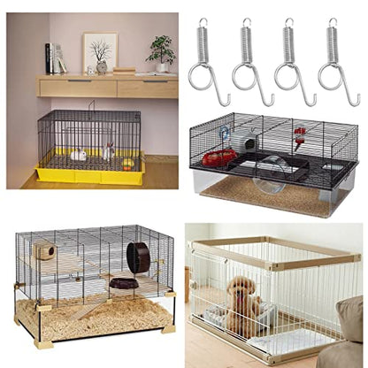 Anxingo 30 Pcs Spring Cage Latch Door Spring Hook Metal Finger for Fixing Rabbit, Dog, Cat, Birds,Rodents, Guinea Pig, Hamster, Parrot Hedgehog Cage Door