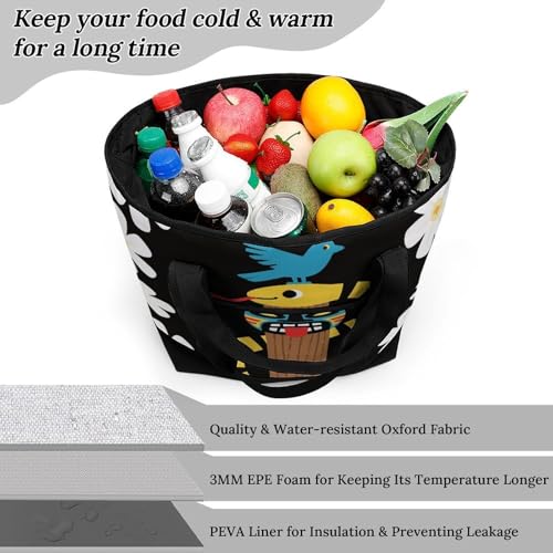 Snake River Totem Insulated Cooler Bag Reusable Grocery Tote Bags Transport Large Lunch Purser for Work Picnic Hiking