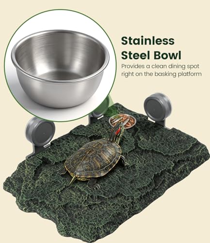 Turtle Basking Platform, Tortoise Climbing Resting Terrace Rock, for Aquarium 20/30/38/40 breeder/45/55/60/65/75/90 Gallon, Size: 14x10.5 inch - size: Large