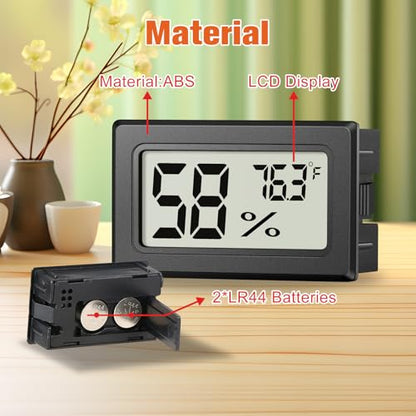 6 Pack Mini Hygrometer Indoor Humidity Meter, Digital Thermometer Monitor | Small Indoor Humidity Gauge Meter Fahrenheit (℉) for Thermostat Reptile Tank, Mason Jars JJMTDS