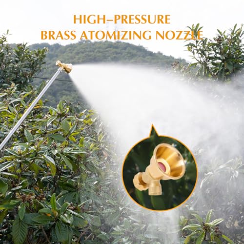 Brass Atomizing Nozzle - Adjustable, High-Pressure Irrigation Spray Misting Sprayer for Agricultural Spraying, Sprinkler Nozzle for Garden, Lawn - Water for Plant