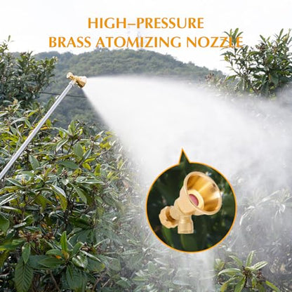 Brass Atomizing Nozzle - Adjustable, High-Pressure Irrigation Spray Misting Sprayer for Agricultural Spraying, Sprinkler Nozzle for Garden, Lawn - Water for Plant