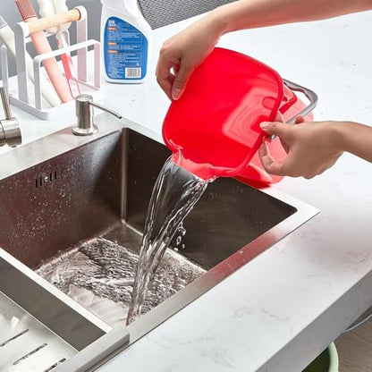 Irenare 12 Pcs Sanitizing Bucket 3 Quart Cleaning Pail Small Detergent Square, Spout and Handle Plastic Utility Sanitizer Buckets for Restaurant Kitchen Home Offices (Red) - color: Red