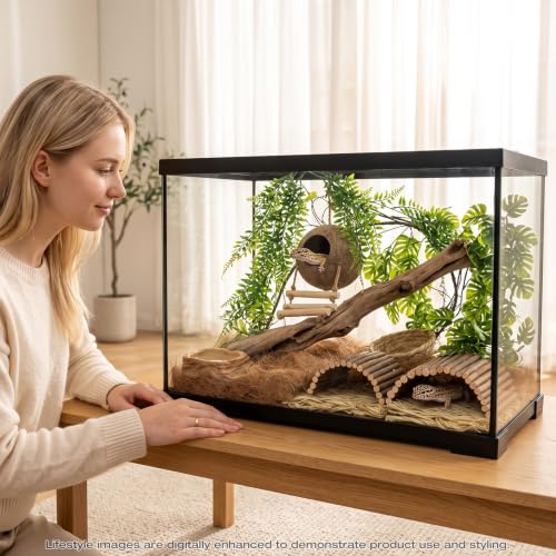 10PCS Crested Gecko Tank Accessories, Leopard Gecko Tank Accessories | Reptile Tank Accessories Kit, Coconut Hide for Crested Gecko/Leopard Gecko/Lizard/Snake/Hermit Crab/Chameleon Terrarium Decor