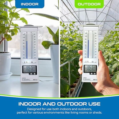 Sper Scientific Analog & Digital Min/Max Thermometer 800122 - Accurate Temperature Tracking, Weather-Resistant Design, Dual Display for Indoor & Outdoor Use, Ideal for Greenhouses, Labs & Food Storage - size: 1 Pack