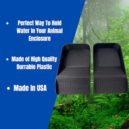Hermit Crab Watering Pool | Platform Pool Accessory with Access Ramp for Hermit Crabs | 6.5" x 4" | Made in USA (Salt + Fresh Set, Black) - color: Salt + Fresh Set, Black