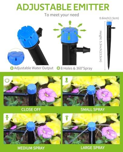 HIRALIY 100ft Drip Irrigation Kit Plant Watering System 8x5mm Blank Distribution Tubing DIY Automatic Irrigation Equipment Set for Garden Greenhouse Flower Bed Patio Lawn - size: 98.4 ft
