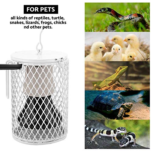 100w Ceramic Heat Preservation Light for Reptile, Fast Heating Heat Lamp with Cage for Kinds of Reptiles, Turtle, Snakes, Lizards, Frogs, Chicks Heat Lamp Ceramic Heat Emitter for Amphibians(White)