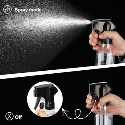 12oz Continuous Mist Plastic Spray Bottle 1 Pack All Purpose | Continuous fine mist, leak-proof, reusable for hair, plant care & household cleaning - color: Clear-1pcs