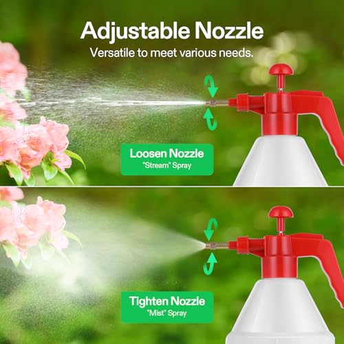 VIVOSUN 27oz Pump Sprayer, Handheld Garden Water Sprayer Bottle | with Adjustable Brass Nozzle, for Spraying Plants, Flowers, Weeds and Cleaning, Red - color: Red, size: 27oz