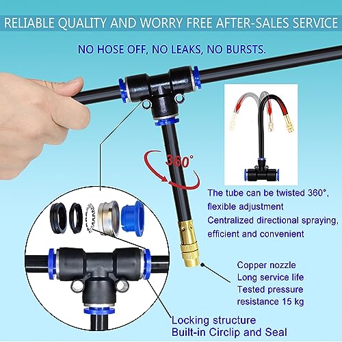 65FT 360° Adjustable Drip Irrigation System for Garden | 1/2'' Irrigation Tubing with 20 Nozzles, Automatic Watering Misting System, Drip Irrigation Kit for Greenhouse, Lawn, Plant - size: 65FT