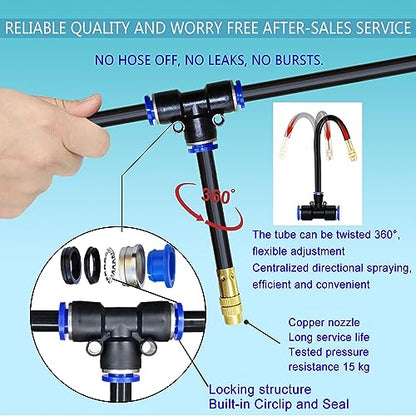 65FT 360° Adjustable Drip Irrigation System for Garden | 1/2'' Irrigation Tubing with 20 Nozzles, Automatic Watering Misting System, Drip Irrigation Kit for Greenhouse, Lawn, Plant - size: 65FT