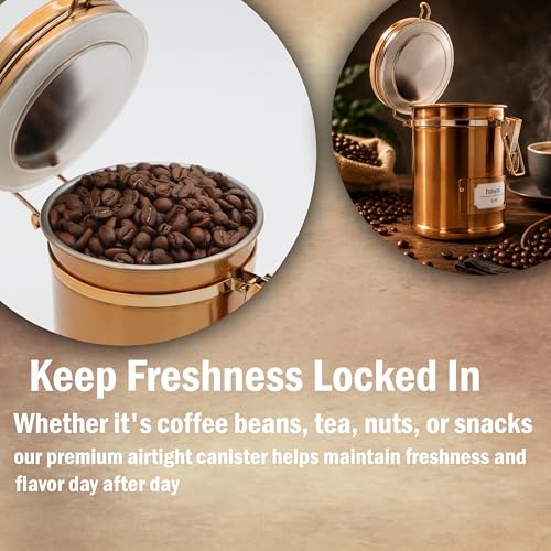 PRINCE G Airtight Coffee Canister, Light-Blocking Stainless Steel Coffee Storage Container with Scoop, 260g Coffee Bean Storage Jar, Bronze - color: Bronze