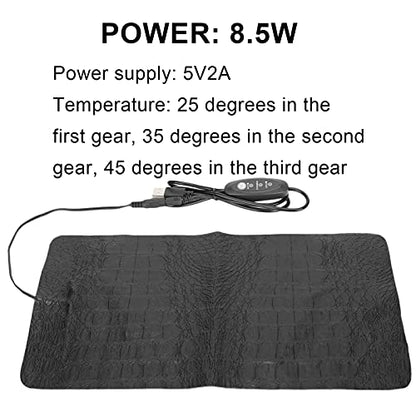 Pssopp USB Reptile Anti‑Scratch Heating Pad Reptile Heat Pad Temperature Adjustable Under Warmer Heating Mat for Small Animals(L)