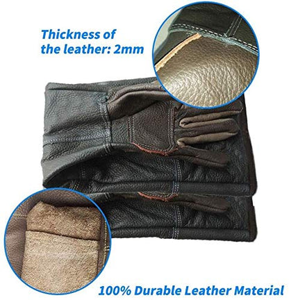 Animal Handling Long Gloves 23.6IN/60cm Waterproof,Cowhide Anti-Scratch/Bite Bird Handling Falcon Gloves Grabbing, Pet Cat Bathing Dog Bird