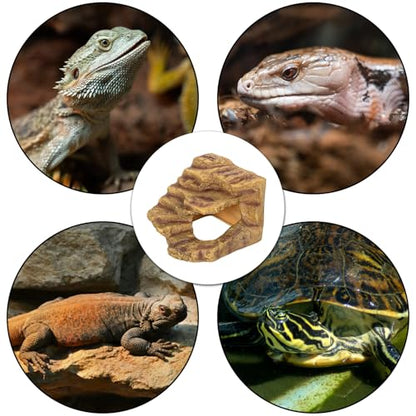 Resin Reptile Hideout Cave Reptile Habitat Tank Decor Terrarium Accessories for Bearded Dragon Leopard Gecko Lizards Turtle - size: Small