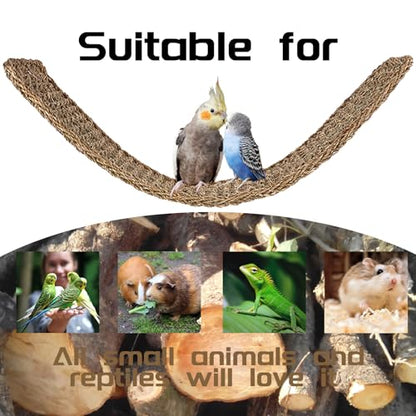39 x 7 Inches Seagrass Mat, Natural Grass Woven Bird Net Hammock Mat, Climbing Rope Ladder Chew Toy, Cage Accessories for Parrots, Psittacines, Cockatiels, Hamsters, Lovebirds, Mice (2 Pack) - size: 39 x 7 Inch