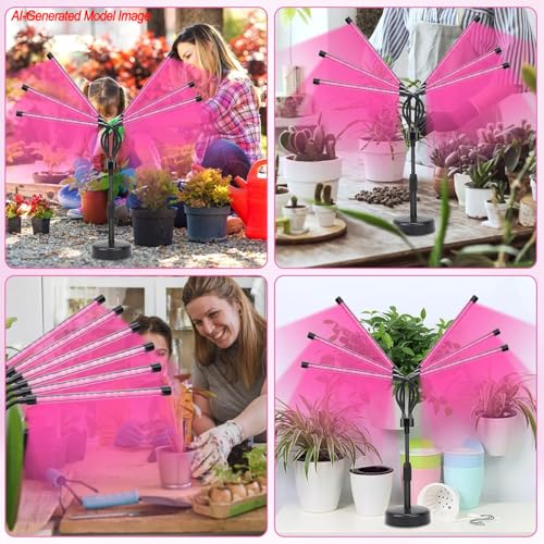SYEIORAOM Grow Lights for Indoor Plants, Six Head Plant Light with Full Spectrum, LED Grow Lamps for Seed Starting with Adjustable Gooseneck, Suitable for Flowers Vegetables - size: Six-head plant light