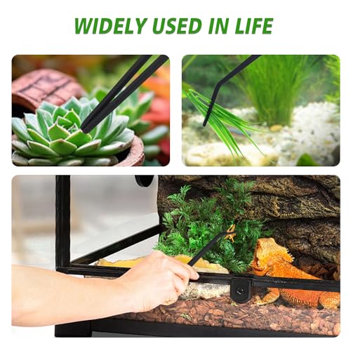 2Pcs Reptile Stainless Steel Long Tweezers Feeding and Cleaning Tongs Tweezers for Ball Python, Snakes, Lizards, Leopard Gecko, Chameleon, Aquariums and Terrariums