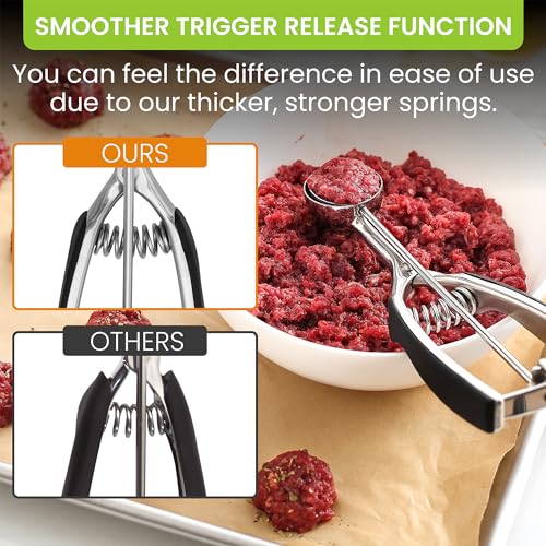 Spring Chef Small Stainless Steel Melon Baller Scoop, #60, 1 Tbsp, Black | Cookie Scoop for Baking with Trigger Release, Melon Scooper, Small Ice Cream Scoop, Soft Grip Handle, Dishwasher Safe - color: Black, size: #60 - Small - 1 Tbsp