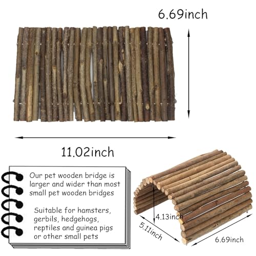 kathson 2 PCS Hamster Wooden Bridge Toys,11.02" L x 6.09" W Large Climbing Toy,Rat Ladder,Small Animal Chew Toys,Wood Hideout Tunnel for Chinchillas Guinea Pig Gerbils Ferret Syrian Hamster Squirrel - color: 2pcs