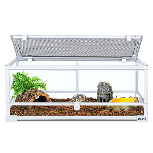 Full Glass Long Tank Reptile Terrarium 20 Gallon, Front Opening Terrarium 30" x 12"x 12" for Reptile Pets Gecko Lizard Snake, Double Front Opening Doors & Ventilation Top Screen (Knock-Down) - size: 30" x 12"x 12"
