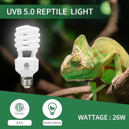 LUCKY HERP Reptile UVA UVB Light 5.0 26W Compact Fluorescent Tropical Terrarium Lamp - style: UVB5.0 26W