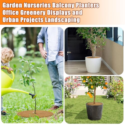 10 Inch Coconut Fiber Mulch Ring, 3 Pcs Tree Protector Mats, Coco Coir Mulch Mat Tree Guards, Plants Disc Soil Cover for Landscaping and Indoor Outdoor Gardening Pot - size: 10in-3pcs