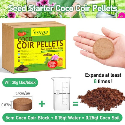 50 Pcs 50mm Coco Coir Pellets Seed Starter Soil Mix- Organic Coconut Coir Potting Soil Pods for Seedling, Coco Peat Soil Discs for Indoor & Outdoor Plants Bonsai Herbs Vegetables and Flowers - size: 50mm