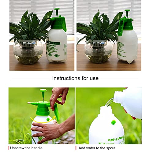 Garden Pump Sprayer 68 oz/0.5 Gallon Hand Held Pressure Bottle Brass Adjustable Nozzle Large Capacity Water Weed Flower Plant Mister Lawn Home Washing Spray 2L (Green) - color: Green