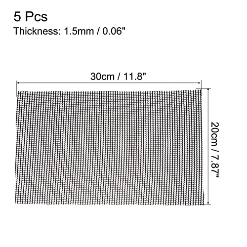 MECCANIXITY 5 Pcs Flower Pot Hole Mesh Pad 11.8x7.9" Invisible Rigid Plastic Bottom Grid Drainage Screens Prevent Soil Loss for Plant Containers, Bonsai (Black) - size: 30cmx20cm