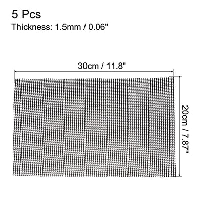 MECCANIXITY 5 Pcs Flower Pot Hole Mesh Pad 11.8x7.9" Invisible Rigid Plastic Bottom Grid Drainage Screens Prevent Soil Loss for Plant Containers, Bonsai (Black) - size: 30cmx20cm