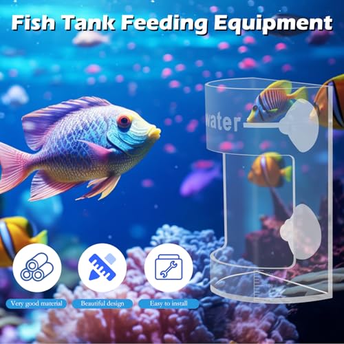 Round Fish Tank Feed Tray with Scale and Suction Cup, Feeding Tube Supplies, Tank Divider Supplies, Breeder Box for Aquarium, Round Aquariums & Fish Bowls Accessories - color: 3.Transparent