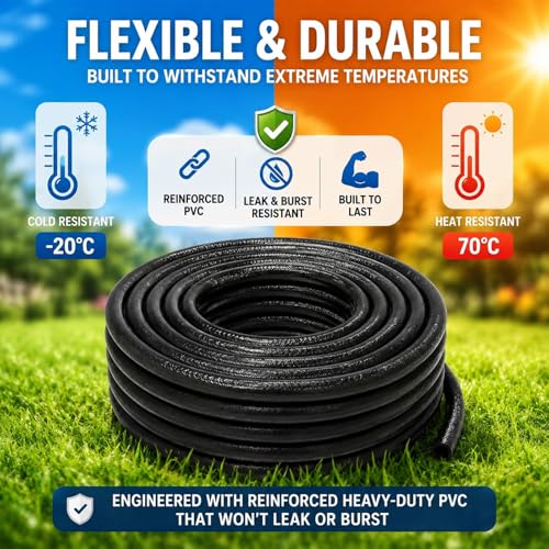 100 FT 1/2 Inch Drip Irrigation Tubing Kit:Premium Garden and Landscape Watering System-Drip Irrigation Hose with 2 Quick Connector 4-Way Connector,2 Quick Connector 6-Way Connector and Tube Cap - size: 100 FT