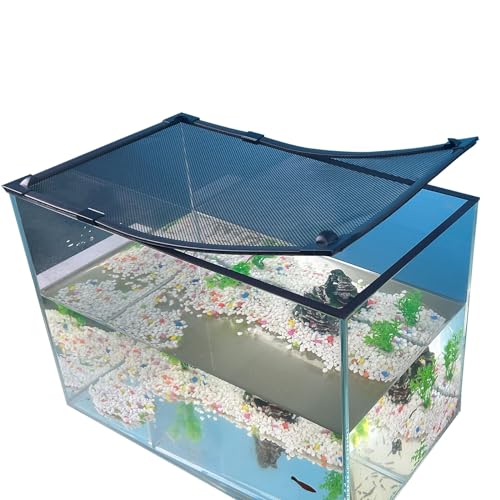 Magnetic Fish Tank Cover Net Aquarium Lid Mesh Top Hood Cut to Any Size Ventilation Transparency Anti-Jumping Aquarium Cover (39"X19") - color: Grey