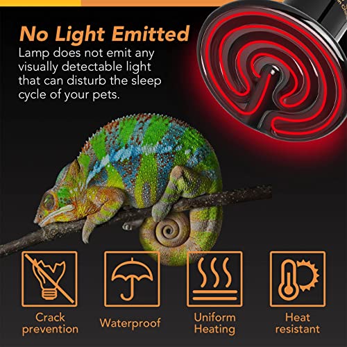 Simple Deluxe 150W Ceramic Heat Emitter Reptile Heat Lamp Bulb No Light Emitting Brooder Coop Heater for Amphibian Pet & Incubating Chicken, Black, 4-Pack - color: Black/4-pack, size: 150W (D-105mm)
