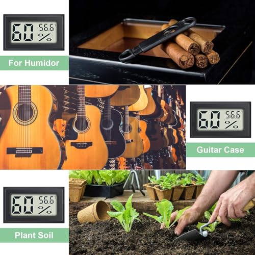 8 Pack Mini Indoor Temperature Humidity Meter Gauge Thermometer Hygrometer | LCD Display Fahrenheit (℉) for Humidors Greenhouse Garden Cellar Jars Closet