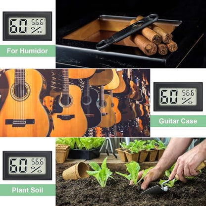 8 Pack Mini Indoor Temperature Humidity Meter Gauge Thermometer Hygrometer | LCD Display Fahrenheit (℉) for Humidors Greenhouse Garden Cellar Jars Closet