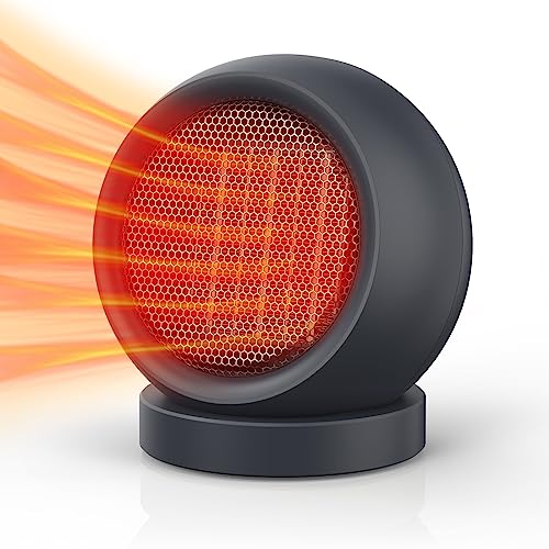 Coolfor Space Heater, 600W Ceramic Desk Heater for Indoor Use, Dark Grey | Energy Efficient PTC. Overheating & Tip-Over Protection. Compact for Bedroom, Office, Indoor Use. Quiet & Fast Heating - color: Dark Grey