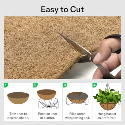 VIVOSUN Coco Coir Liner 12 x 80 in, 100% Natural Coconut Fiber Mat | Thickened Coco Liner Roll for Planters, Hanging Baskets, Garden Decoration, DIY Crafts, Pet Pads & Reptile Carpet - size: 12"W x 80"L