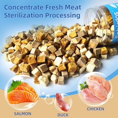 Turtle Treats,3 in 1 Meat Turtle Food,Made with Fresh Meat,Chicken&Duck&Fish Freeze-Dried,Enriched Protein & Vitamins(3.17oz/4.23oz) (3.17oz-3in1)