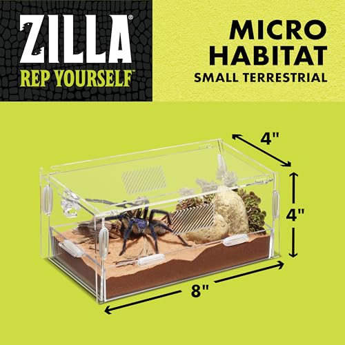 Zilla Micro Habitat Terrarium, Terrestrial, with Locking Latch, for Isopods, Spiders, Insects, Small - size: Small, style: Terrestrial