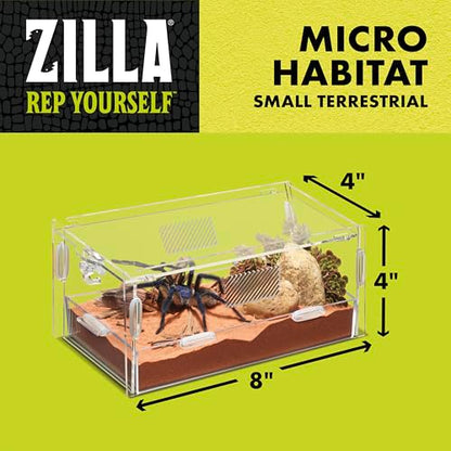 Zilla Micro Habitat Terrarium, Terrestrial, with Locking Latch, for Isopods, Spiders, Insects, Small - size: Small, style: Terrestrial