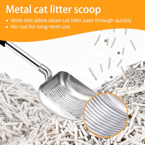 Metal Cat Litter Scoop - Removable Long Handle Cat Litter Scooper (16in-3in),Large Deep Shovel Litter Scoop with Foam Grip, Easy Clean for Multi-Cat Household-No Bending Back - size: 16in-31in（New Design）