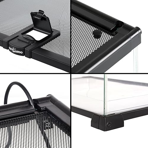 REPTI ZOO Full Glass 15 Gallon Reptile Tank, Medium Reptile Terrarium 24" X 12" X 12" for Gecko Hermit Crab Hognose Snake etc, Top Screen Ventilation & Feeding - size: 24"W X 12"D X 12"H (15 Gallon)