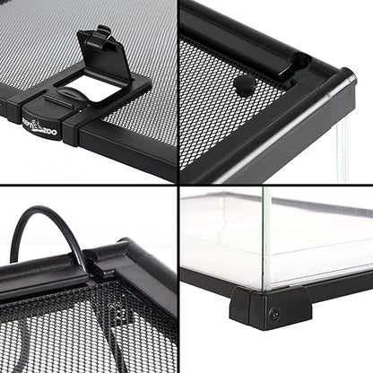 REPTI ZOO Full Glass 15 Gallon Reptile Tank, Medium Reptile Terrarium 24" X 12" X 12" for Gecko Hermit Crab Hognose Snake etc, Top Screen Ventilation & Feeding - size: 24"W X 12"D X 12"H (15 Gallon)