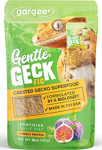 Gargeer 16oz Gentle Geck Fig Diet - Crested Gecko Food. Made in USA | Expert-crafted superfood! Infused with sweet organic fig, banana, wild insect proteins & probiotics. Zero soy or fillers - size: 1 Pound (Pack of 1)