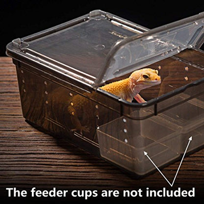 Breeding Box 5pcs, Reptile Dish Feeding Box Food Container with Lid Small (Transparent Black S)